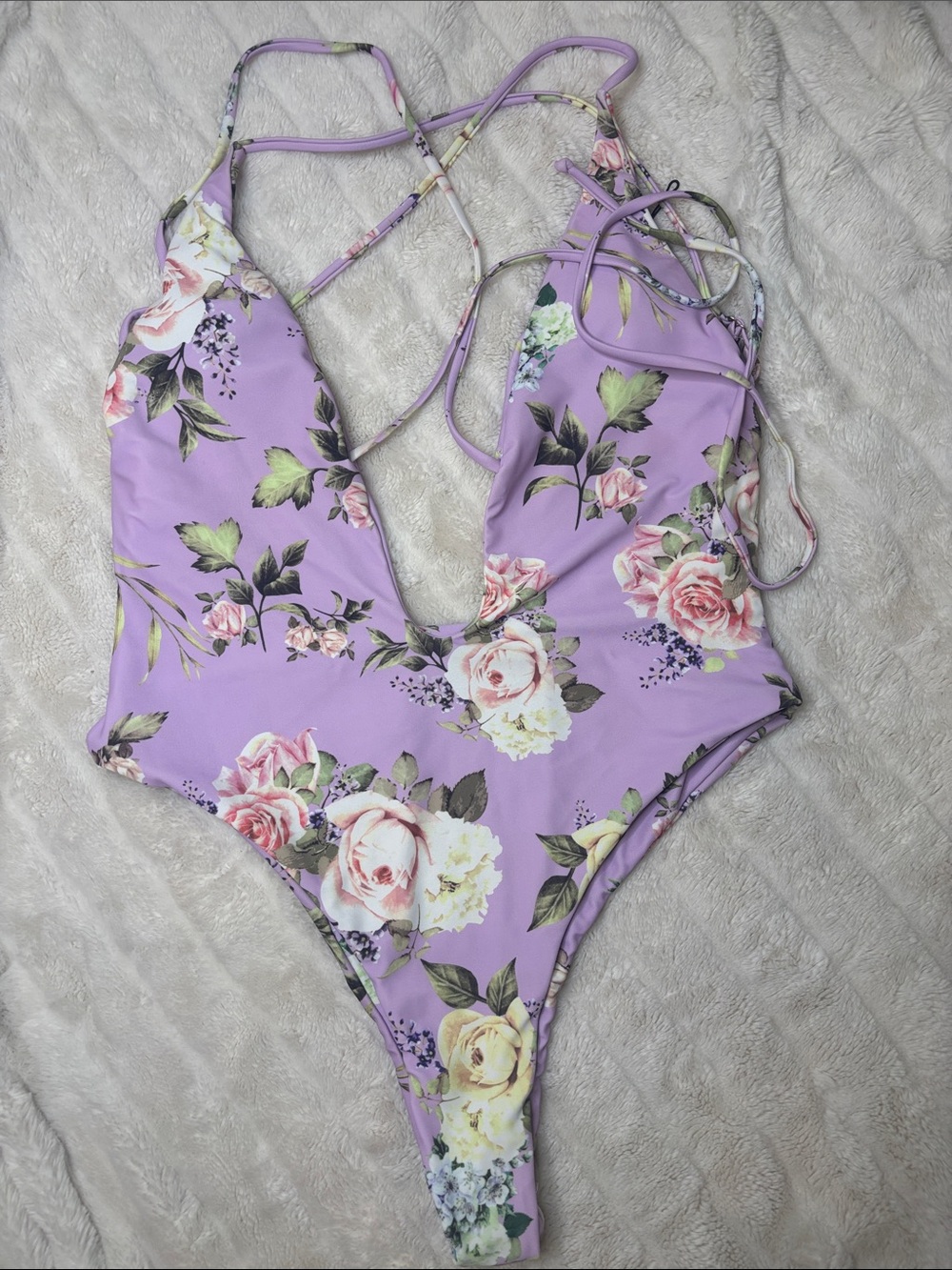 Zaful Purple Floral One-Piece Swimsuit